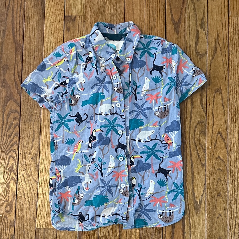 Boy’s Blue Tropical Print Shirt